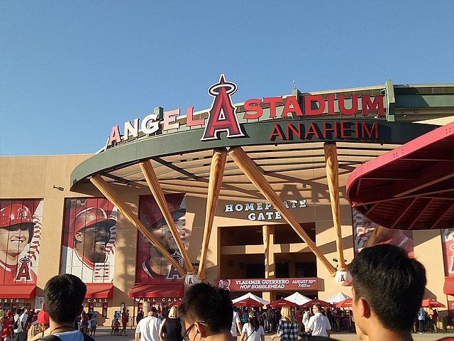 Photo of the main entrance to Angel Stadium of Anaheim. Home of the Los Angeles Angels.