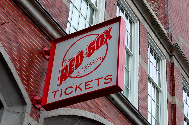 Photo of a Boston Red Sox tickets sign.