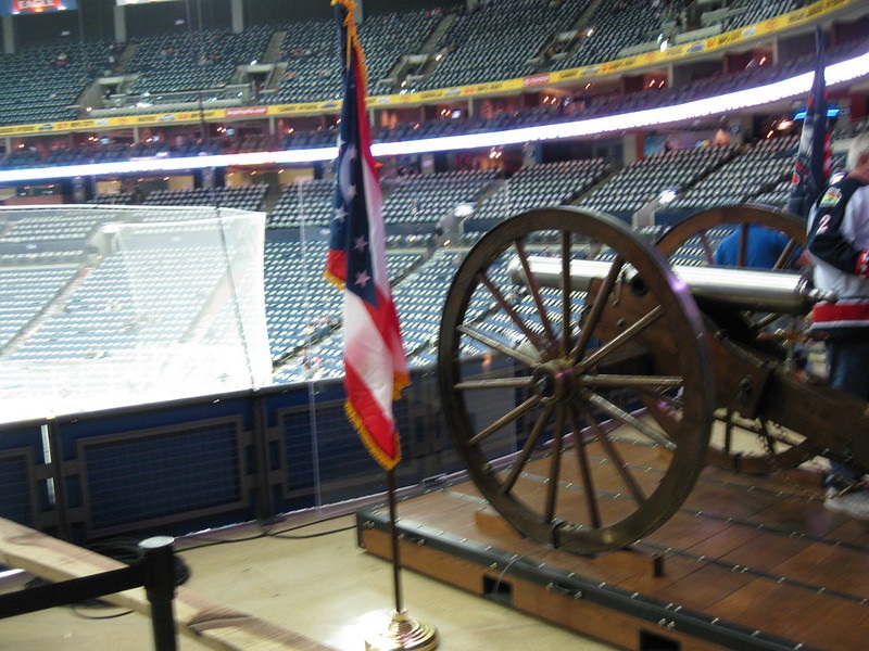 Photo of the cannon display at Nationwide Arena, home of the Columbus Blue Jackets.