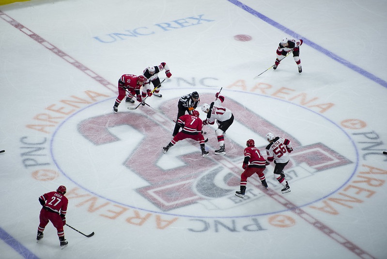 Photo of a game between the Carolina Hurricanes and New Jersey Devils at PNC Arena.