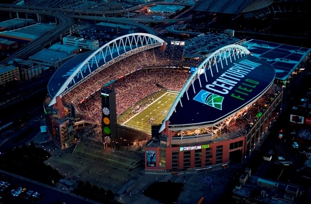 Aerial photo of CenturyLink Field in Seattle, Washington. Home of the Seattle Seahawks.