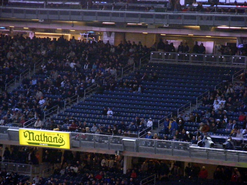 Photo of a poorly attended New York Yankees game at Yankee Stadium.