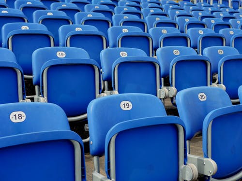 Stock photo of empty stadium seats.