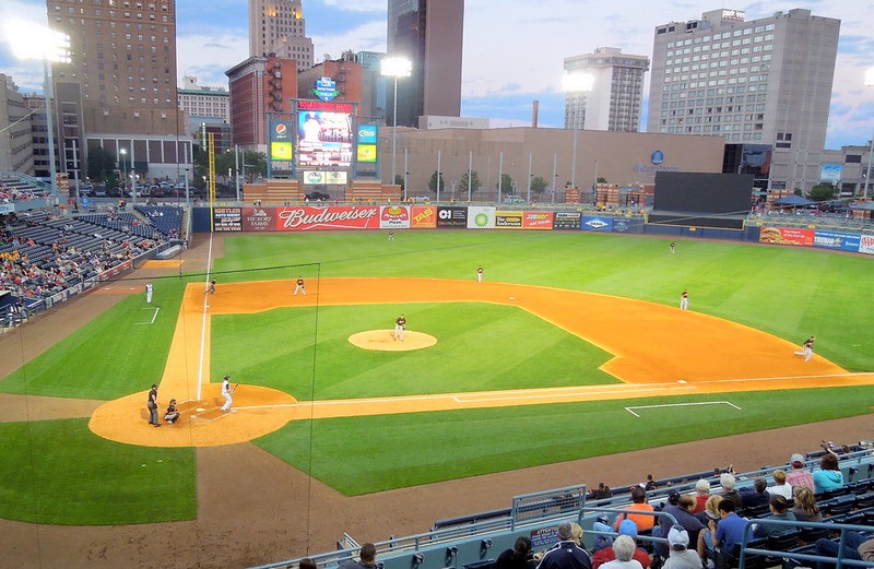 Photo of the playing field at Fifth Third Field in Toledo, Ohio. Home of the Toledo Mud Hens.