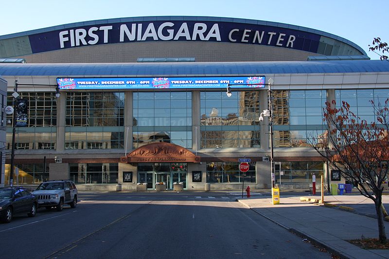 Exterior photo of the First Niagara Center. Home of the Buffalo Sabres.