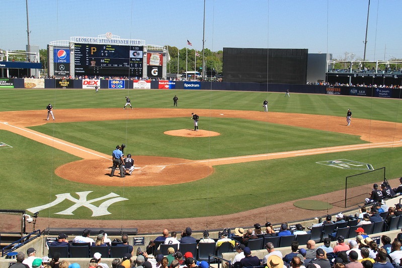 Photo of a New York Yankees spring training game at Steinbrenner Field.