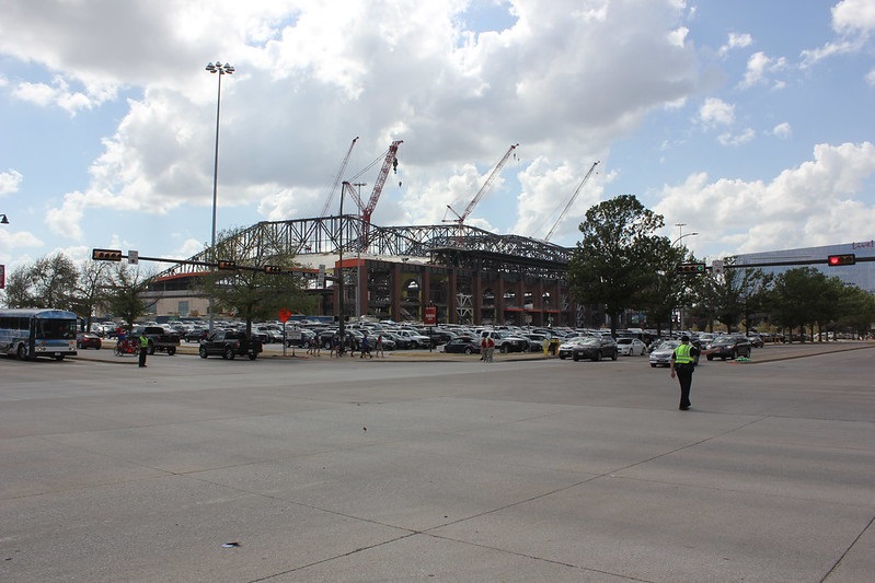 Photo of the construction at Globe Life Field in Arlington, Texas.