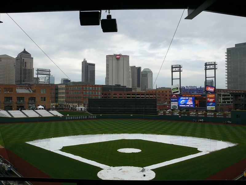 Photo of the playing field at Huntington Park. Home of the Columbus Clippers.