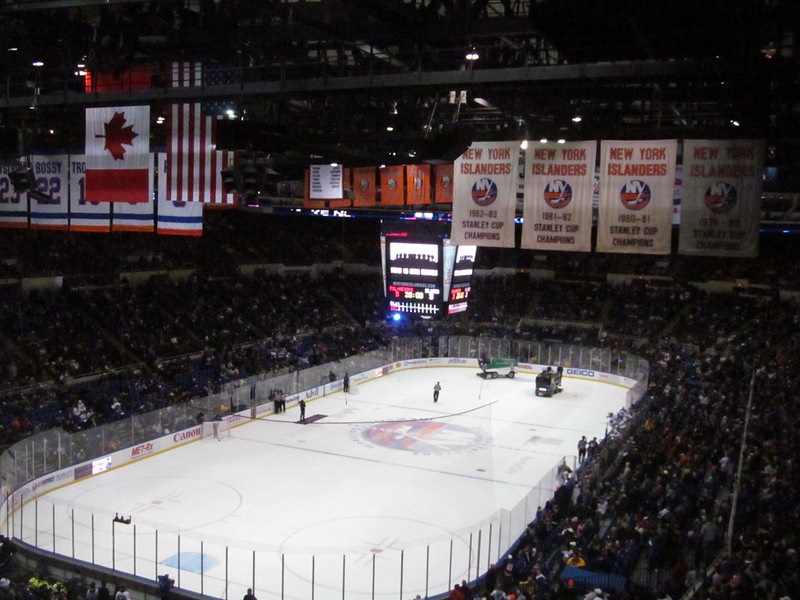 Photo of the ice at Nassau Veterans Memorial Coliseum. Home of the New York Islanders.