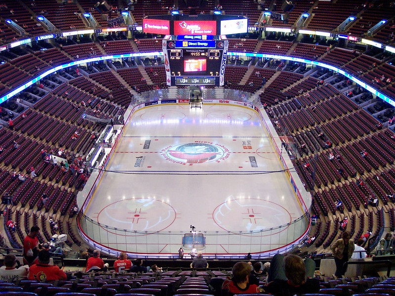 Photo of the ice at the Canadian Tire Centre during an Ottawa Senators game.