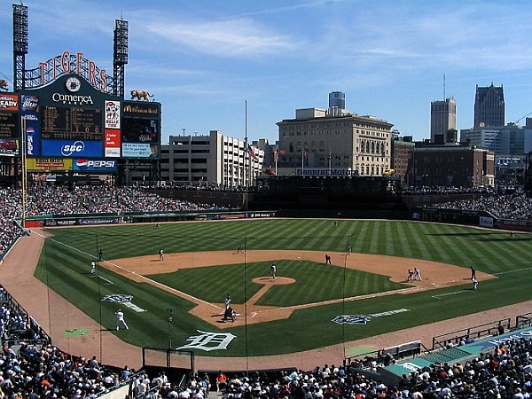 Photo of the infield at Comerica Park. Home of the Detroit Tigers.