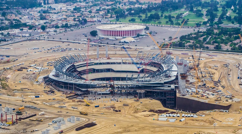 Photo of the construction site of the Inglewood football stadium. Future home of the Los Angeles Rams and Chargers.