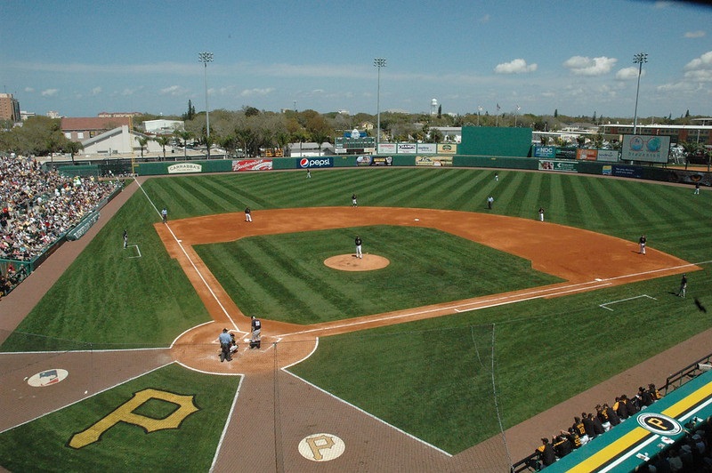 Photo of the playing field at LECOM Park in Bradenton, Florida.