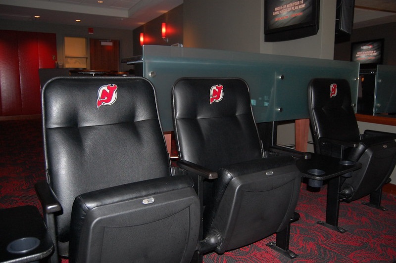 Photo of leather suite seats at the Prudential Center in Newark, New Jersey.