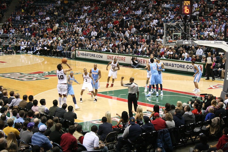 Photo of a game between the Milwaukee Bucks versus the Denver Nuggets.