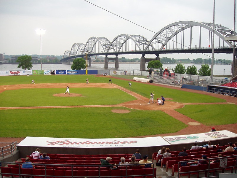 Photo of a baseball game at Modern Woodmen Ballpark in Davenport, Iowa.