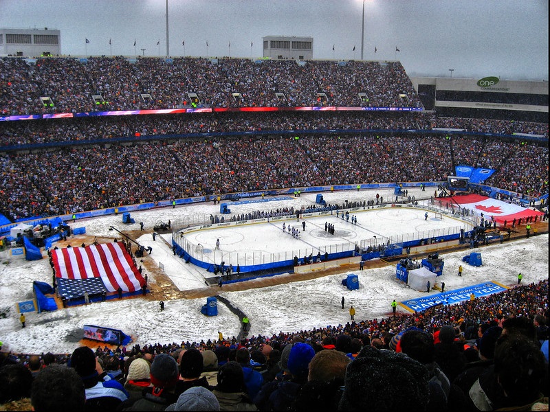 Photo of the NHL Winter Classic at Ralph Wilson Stadium in Orachard Park, New York.