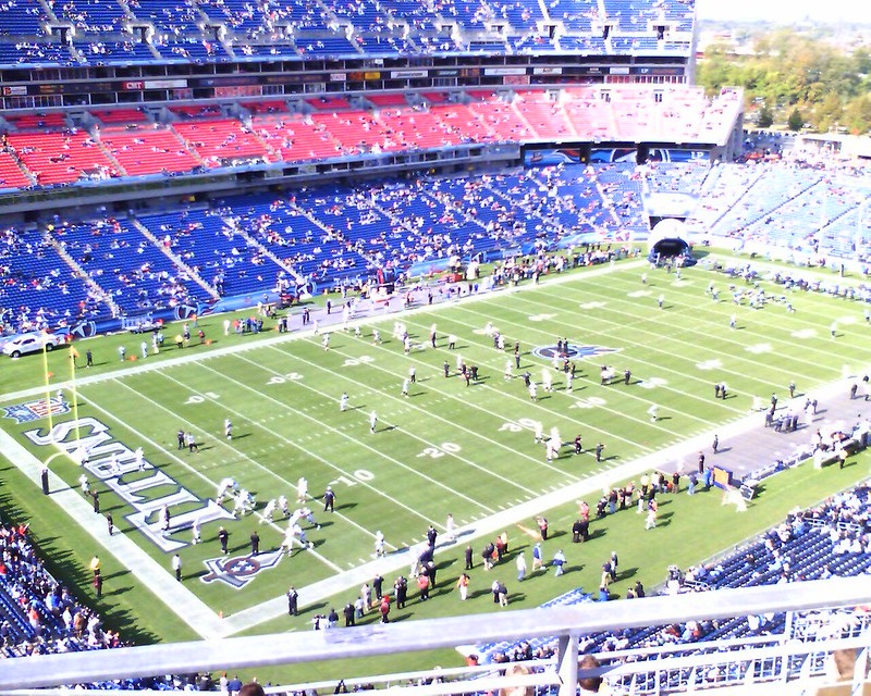 Photo of Nissan Stadium from the upper level seats before a Tennessee Titans game.