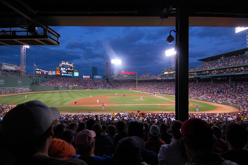 Photo of obstructed view seats at Fenway Park during a Boston Red Sox game.