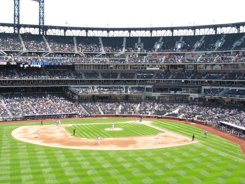 Photo taken from the outfield seats at Citi Field during a New York Mets home game.