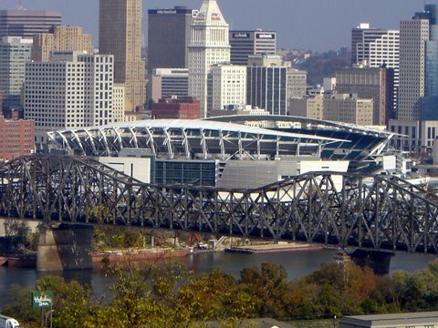 Photo of Paul Brown Stadium in downtown Cincinnati, Ohio.