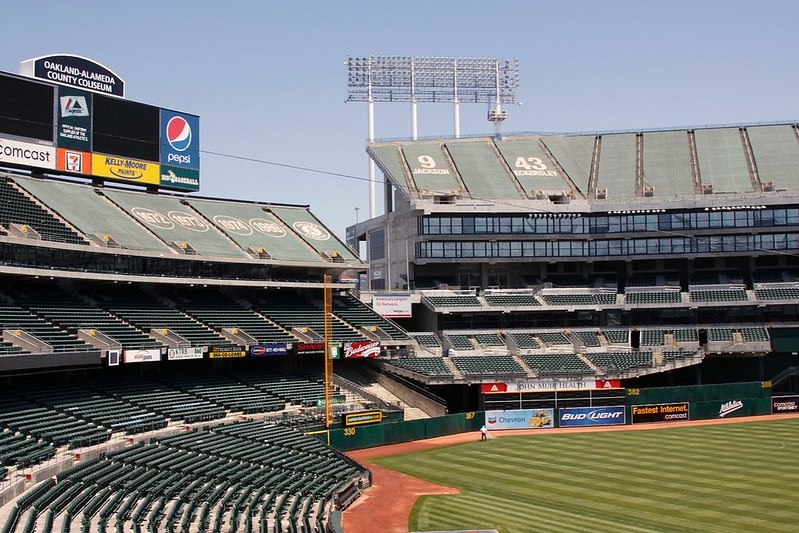 Photo of the outfield seating area at Oakland Coliseum. Home of the Oakland Athletics.