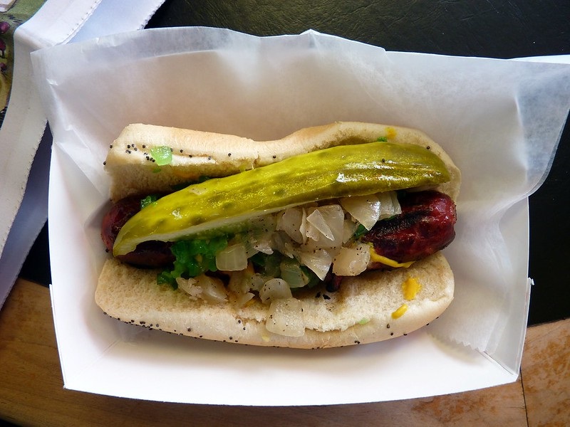 Photo of a polish sausage at Guaranteed Rate Field. Home of the Chicago White Sox.