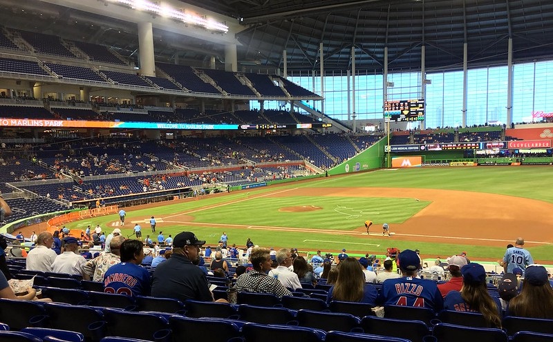 Photo of a poorly attended Miami Marlins game at Marlins Park. 