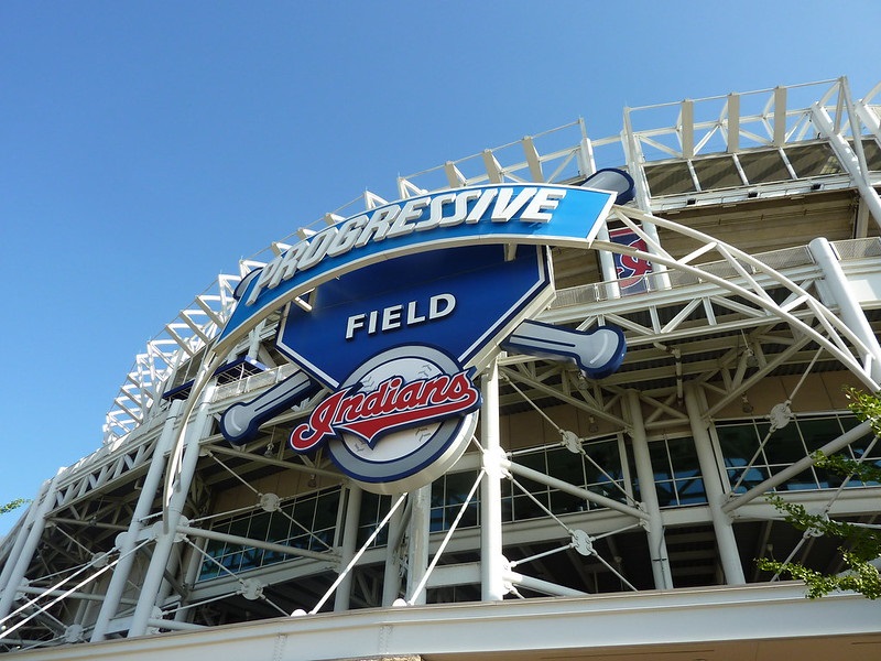 Exterior photo of Progressive Field in Cleveland, Ohio. Home of the Cleveland Indians.