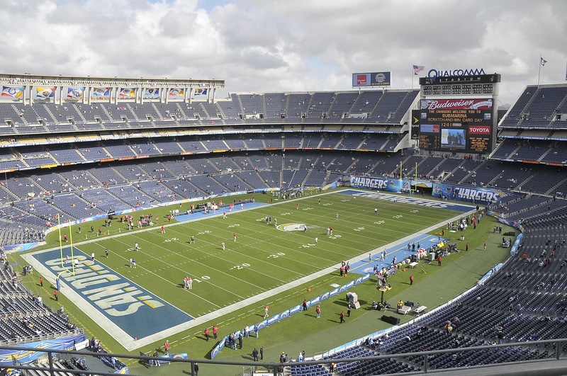 Photo of Qualcomm Stadium, former home of the San Diego Chargers.