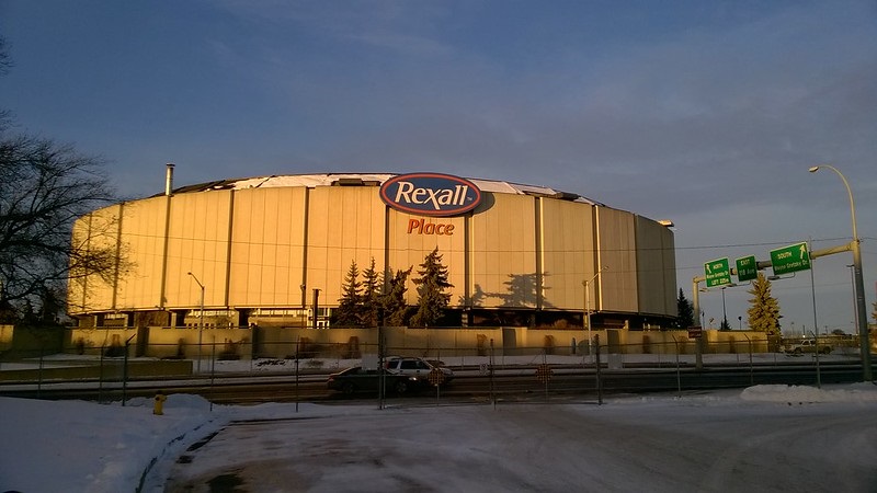 Exterior photo of Rexall Place. Former home arena of the Edmonton Oilers.
