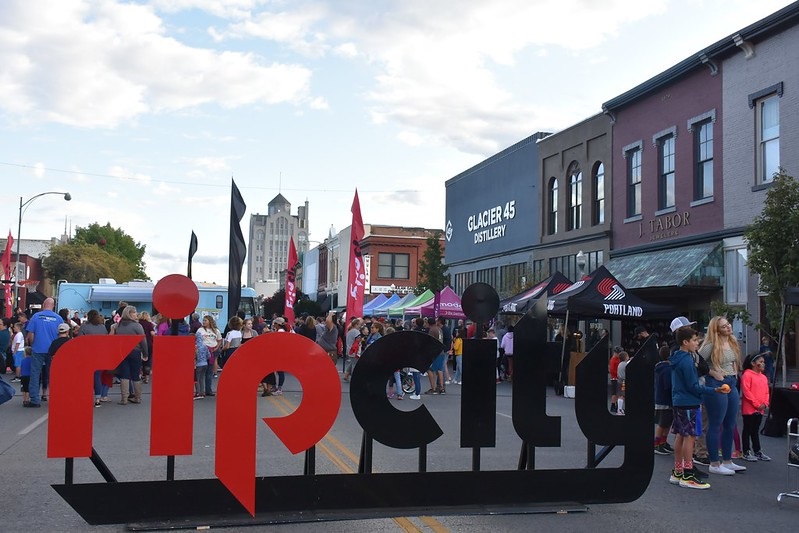 Photo of the Rip City sign in Portland, Oregon.
