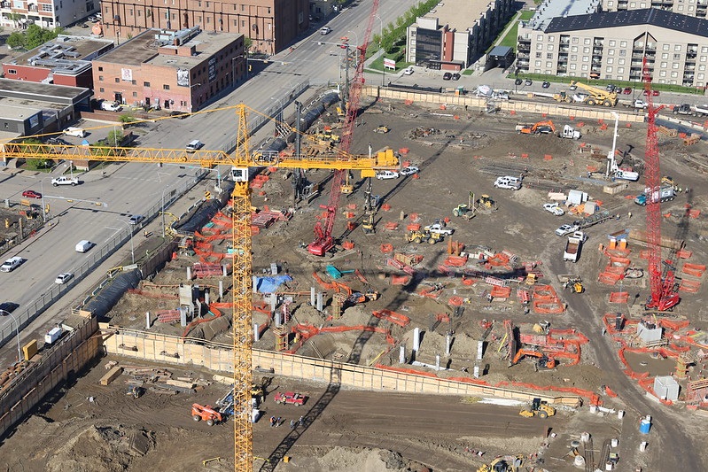 Aerial photo of Rogers Place construction. Future home of the Edmonton Oilers.