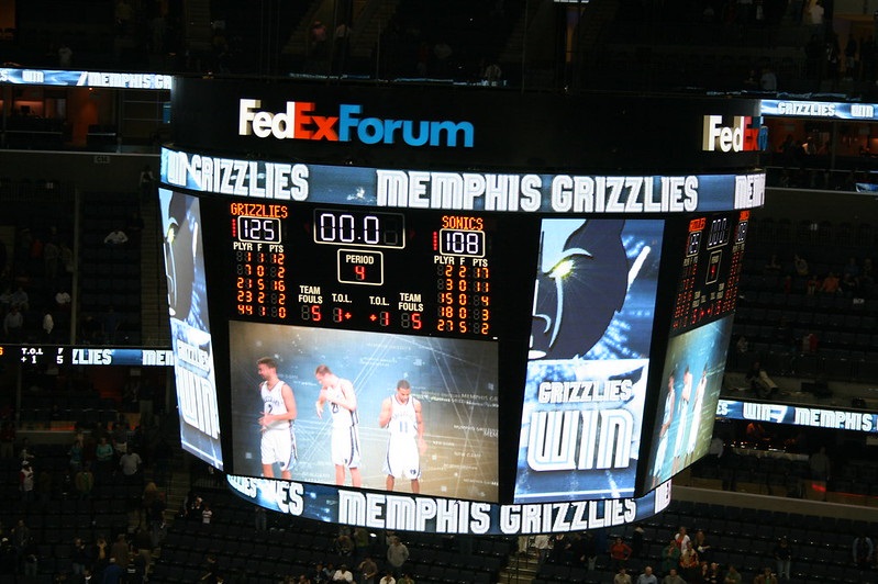 Photo of the old scoreboard at FedexForum. Home of the Memphis Grizzlies.