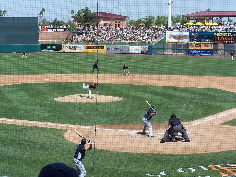 Photo of the playing field at Scottsdale Stadium in Scottsdale, Arizona.