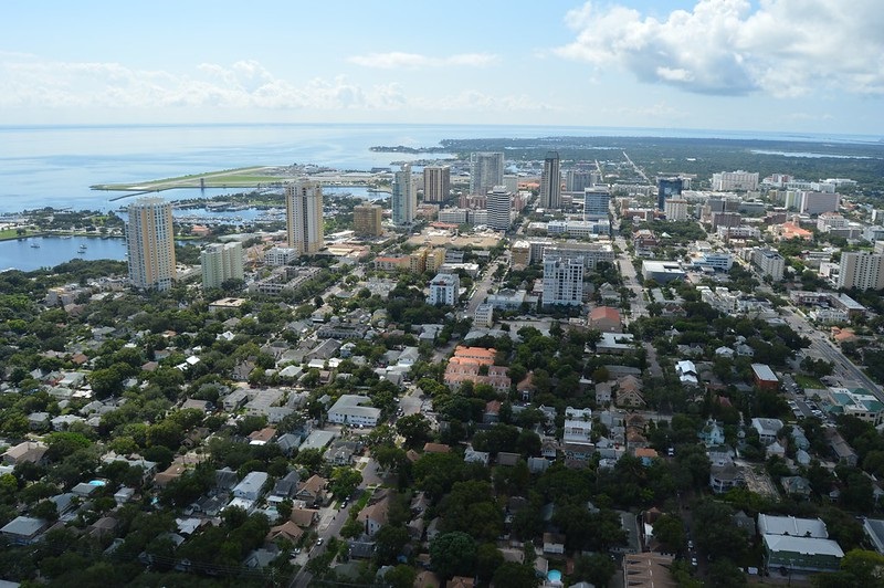Aerial photo of downtown St. Petersburg, Florida.