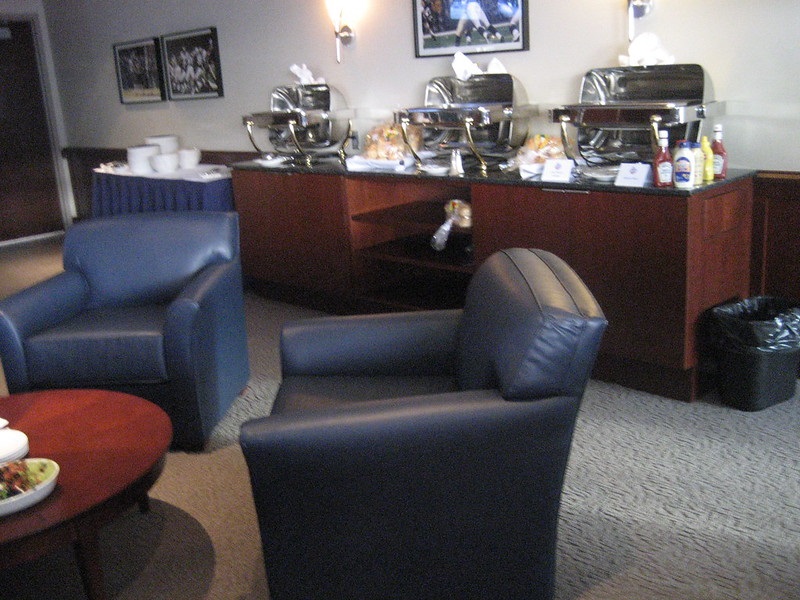 Photo of the interior of a luxury suite at Gillette Stadium. Home of the New England Patriots.