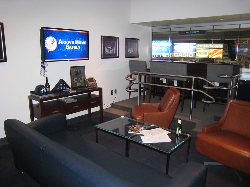 Interior photo of a luxury suite at Yankee Stadium. Home of the New York Yankees.