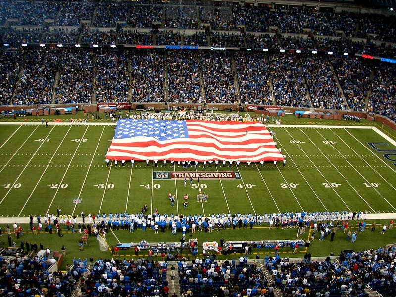 Photo of a Detroit Lions game at Ford Field on Thanksgiving Day.