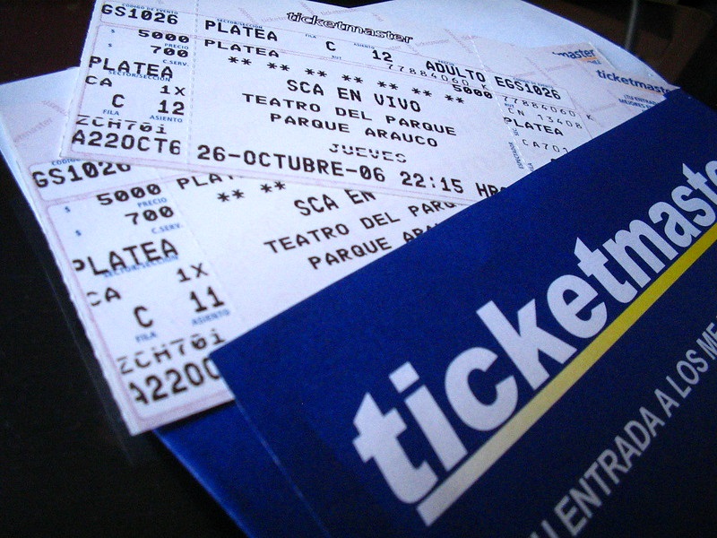 Stock photo of event tickets that have been purchased on Ticketmaster.