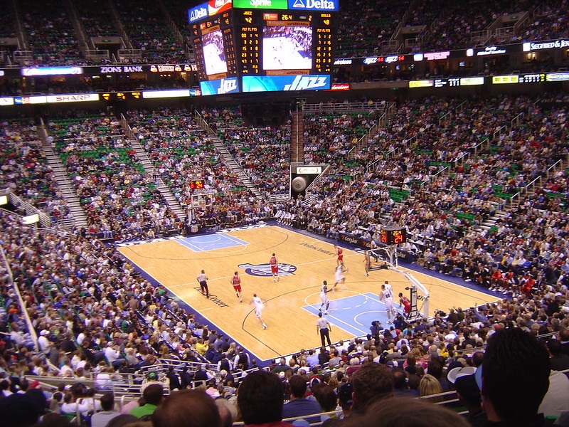 Photo of a Utah Jazz game versus the Chicago Bulls at Vivint Smart Home Arena.
