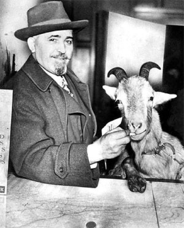 Photo of William Sianis and his Billy Goat.