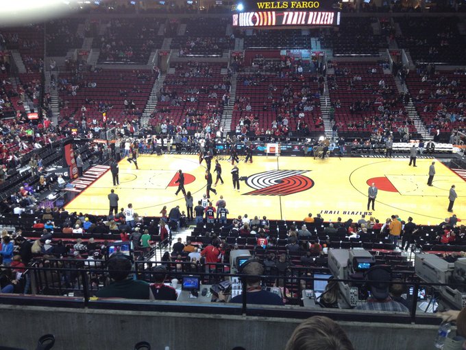 Photo taken from the Kuni Lexus Club Level seats at the Moda Center during a Portland Trail Blazers game.