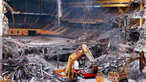 Photo of the demolition of Boston Garden in 1997-1998.