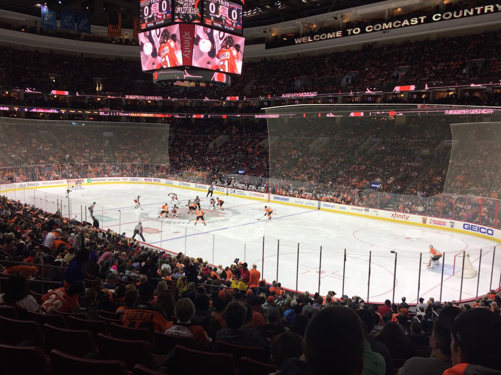Lower Level Seats at the Wells Fargo Center during a Philadelphia Flyers Game