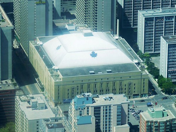 Aerial photo of Maple Leaf Gardens, former home of the Toronto Maple Leafs.