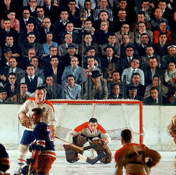 Photo of the Montreal Canadiens hosting the New York Rangers during the 1960's. 