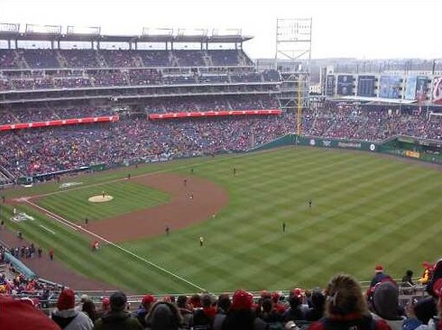Photo taken from the right field terrace seats at Nationals Park during a Washington Nationals game.