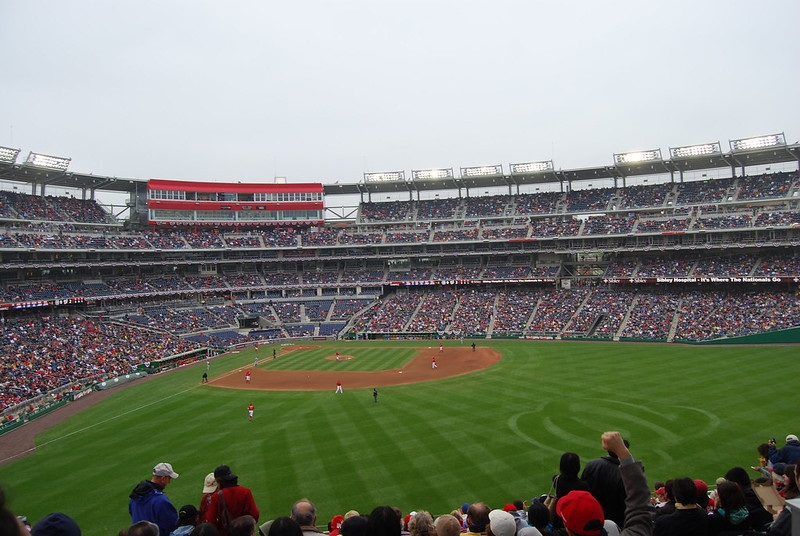 View from the Scoreboard Pavilion seats at Nationals Park during a Washington Nationals home game.