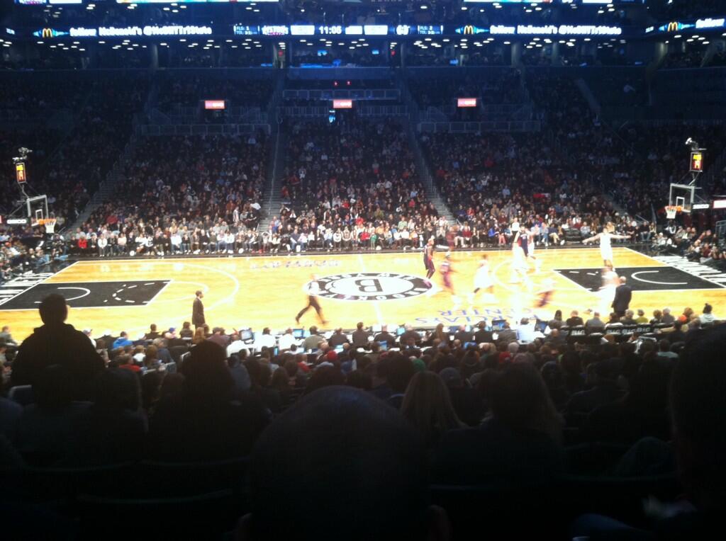View from Section 8 at Barclays Center, home of the Brooklyn Nets